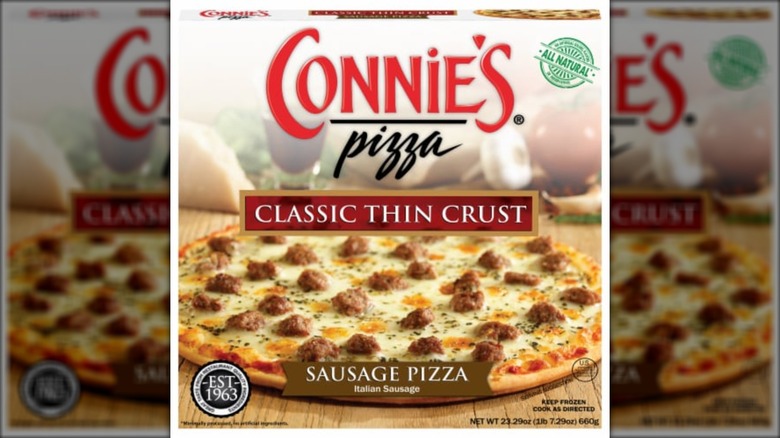 Connie's Sausage Classic Thin Crust Frozen Pizza package