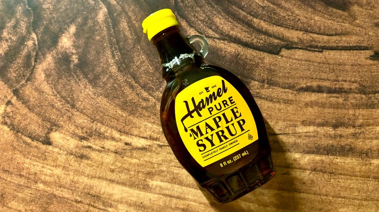 Bottle of Hamel Grade A 100% Pure Maple Syrup