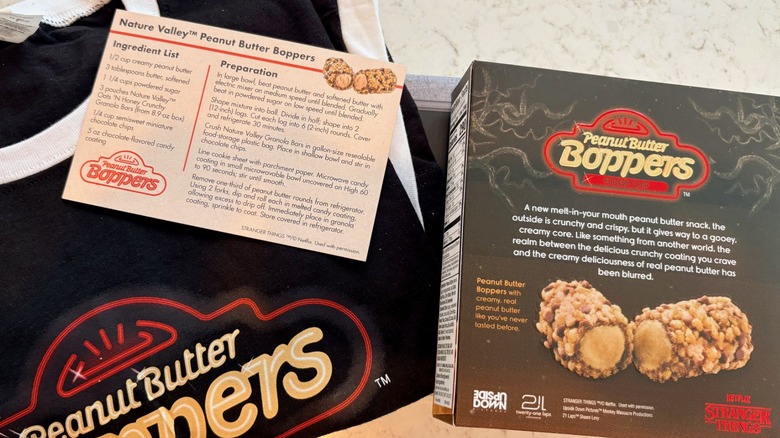 The Stranger Things Peanut Butter Bopper t-shirt and recipe card