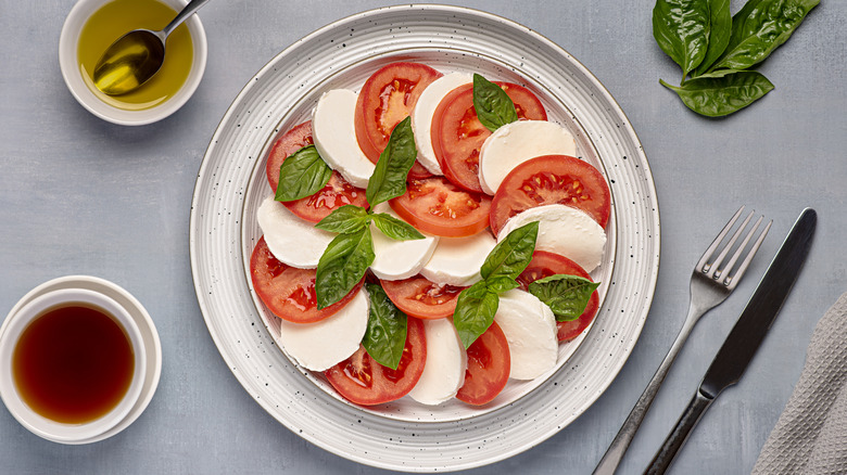 Top view of a classic Caprese salad