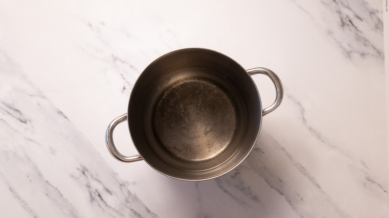 Pot with boiling water