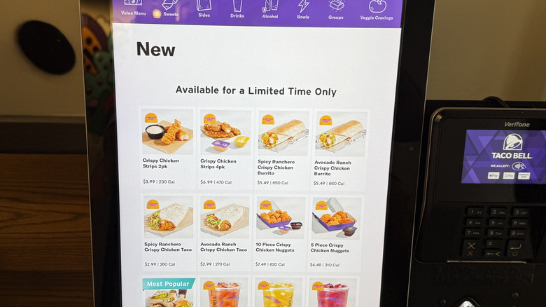 Display on Taco Bell ordering kiosk