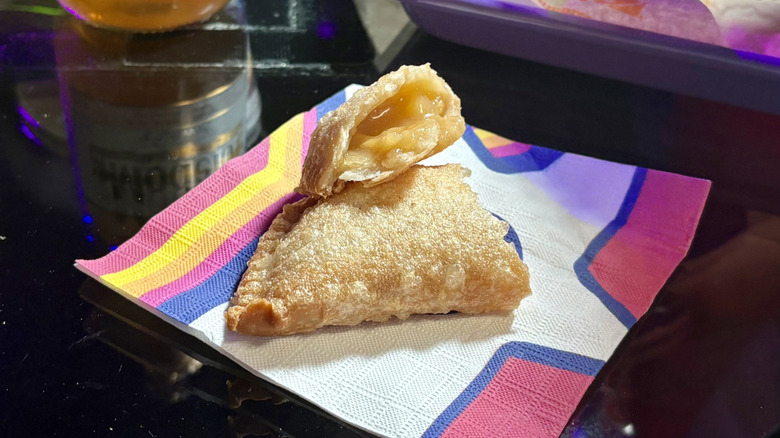 A Caramel Apple Empanada on a Taco Bell napkin