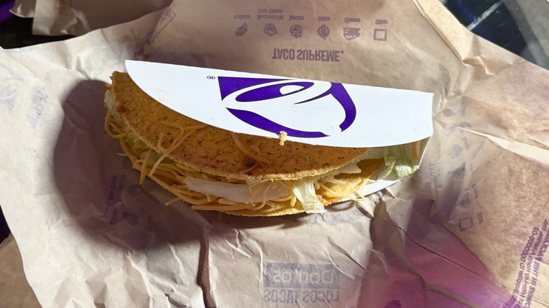 A Cool Ranch Doritos Locos Taco in its package
