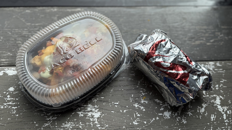 Taco Bell's Chicken Bacon Ranch Street Chalupas and Nacho Fries, packaged