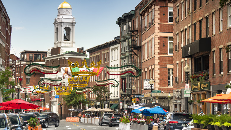 A street with brick buildings in Boston