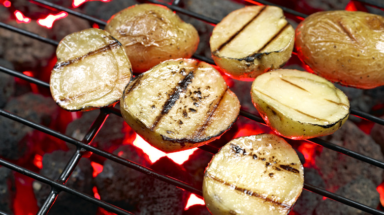 potatoes on a grill