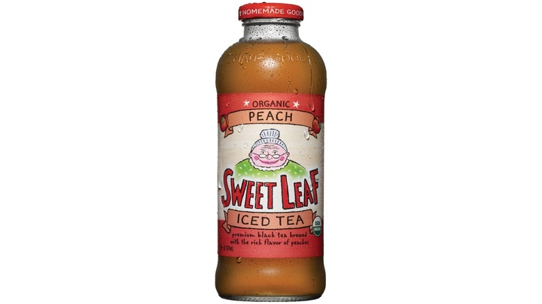 Bottle of peach-flavored Sweet Leaf Iced Tea