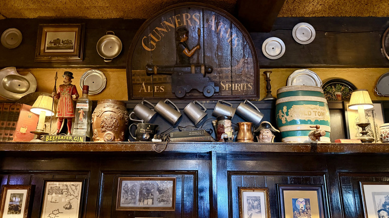 antique wall decor in Lemuel's Pub at Gulliver's Restaurant