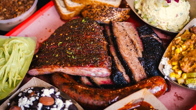 Barbs B Q ribs, brisket and assorted sides