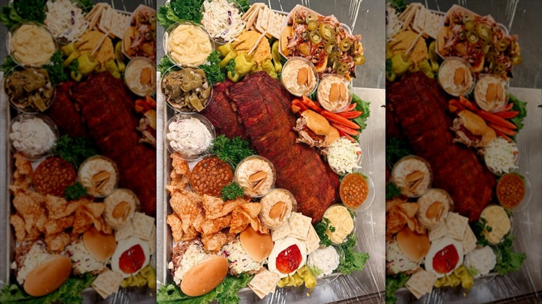 Peg Leg Porker platter of ribs and assorted sides