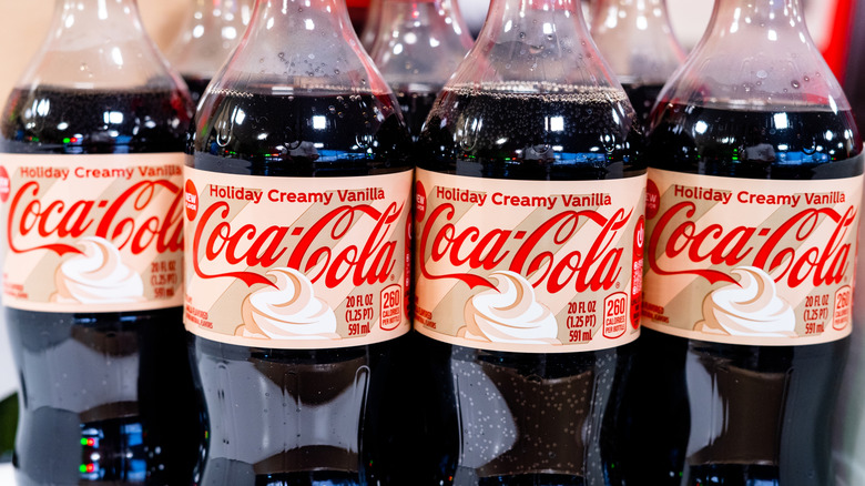 Bottles of Coca-Cola Holiday Creamy Vanilla