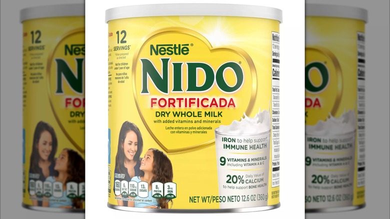 Container of Nestlé Nido Fortificada dry whole powdered milk