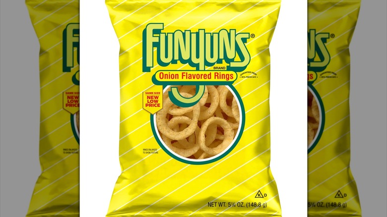 A bag of Funyuns on a with background