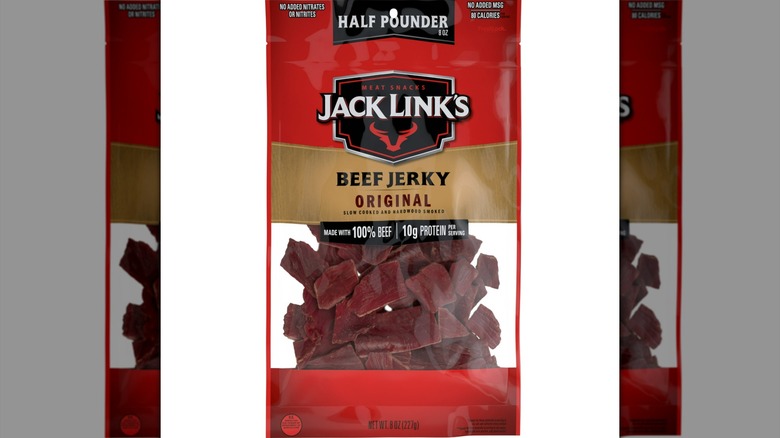 A bag of Jack Link's original beef jerky
