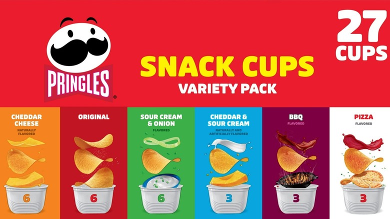 A box of Pringles assorted chip cups