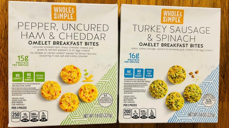 Boxes of Aldi Whole & Simple Omelet Breakfast Bites