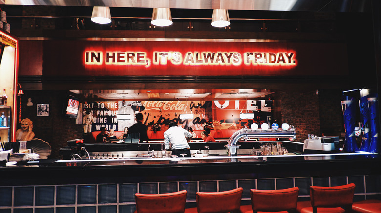 Inside of a TGI Fridays restaurant
