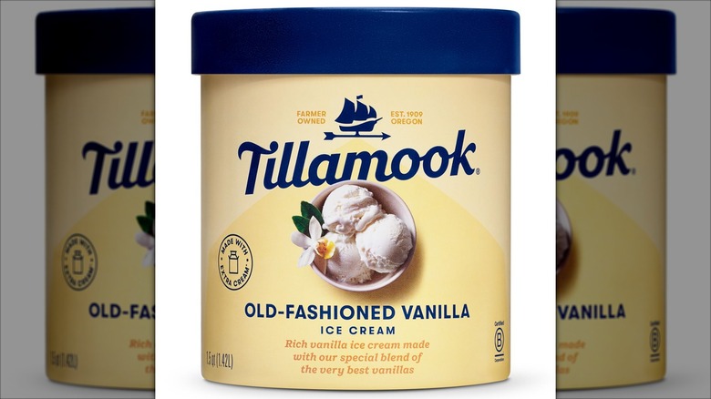 Tillamook Old Fashioned Vanilla Ice Cream container