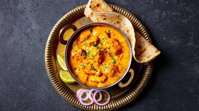 Indian curry with naan bread