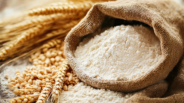 sack of flour and stalks of wheat