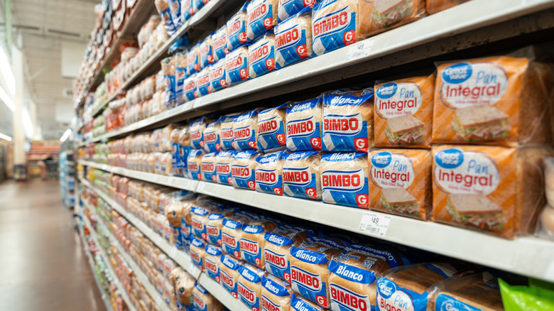Sliced bread in supermarket