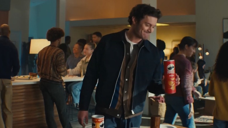The Call of the Mustaches Pringles 2025 Super Bowl commercial featuring Adam Brody