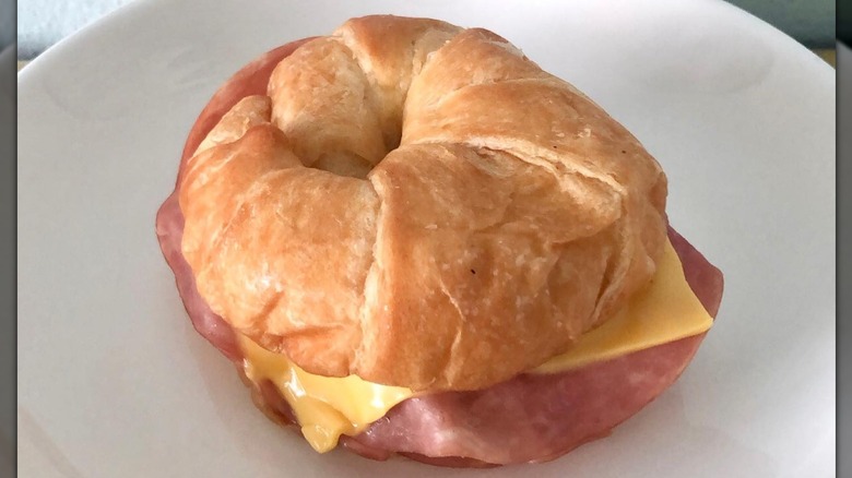 Burger King Ham Croissan'wich on white plate