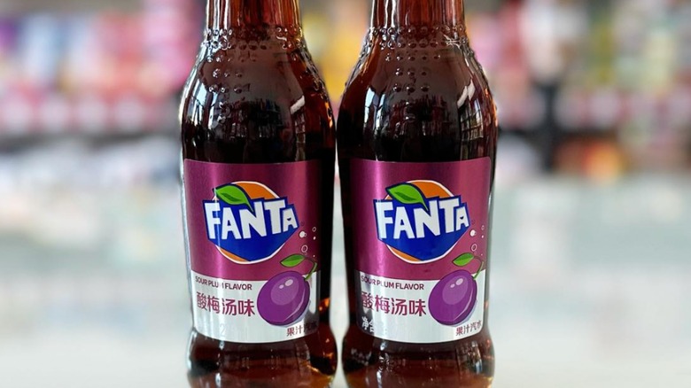 Fanta Sour Plum soda bottles