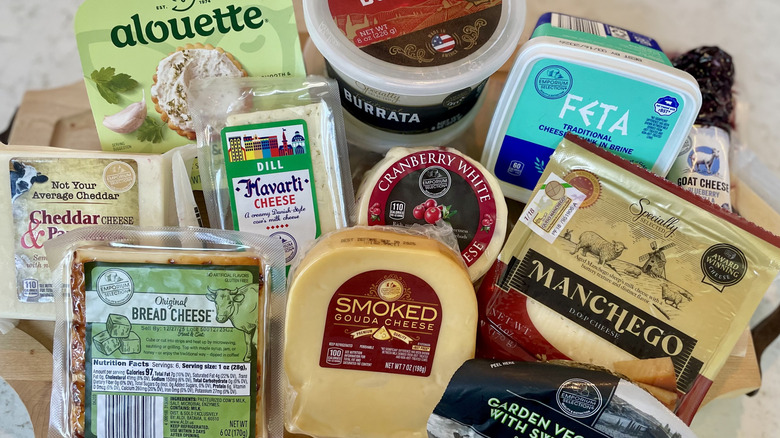 A selection of different Aldi cheese varieties