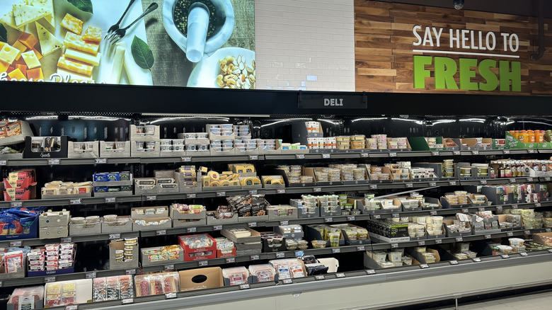 Shelves of cheeses in the Aldi dairy case