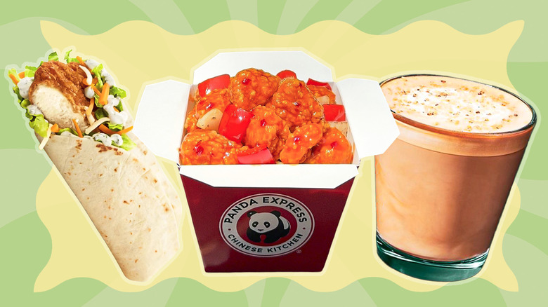 Fast food items like McDonald's Snack Wrap and Panda Express' Dynamite chicken