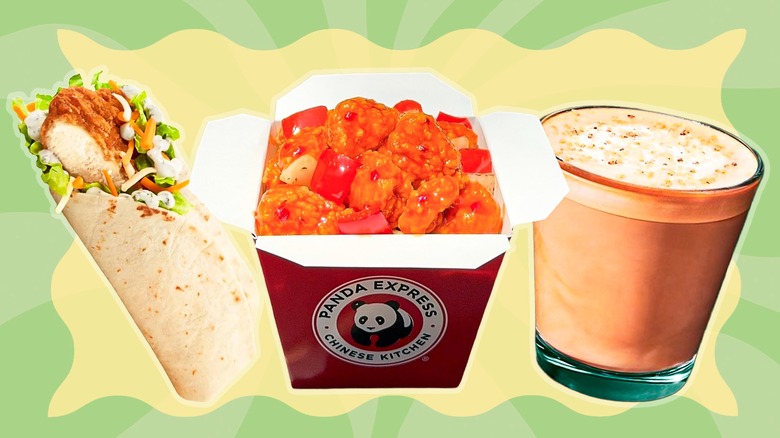 Fast food items like McDonald's Snack Wrap and Panda Express' Dynamite chicken