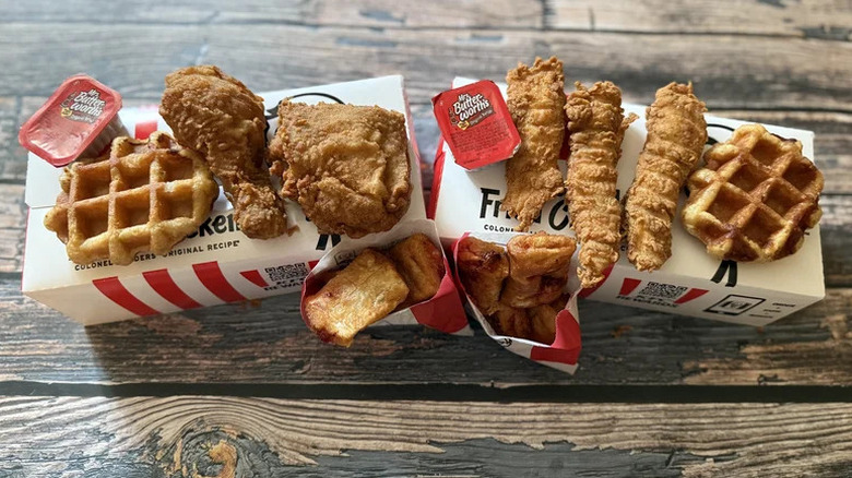 KFC Chicken and Waffles and Dessert