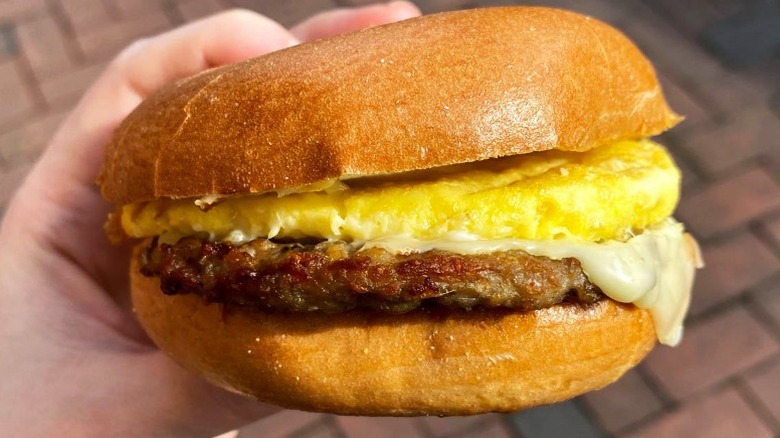 Wawa Sizzli with sausage, egg, and cheese on a bagel