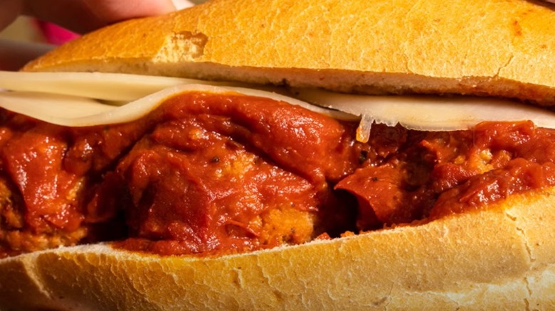 A close up of a Sheetz meatball sub