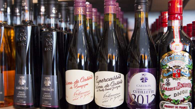 Local Creme de Cassis, a regional speciality, for sale