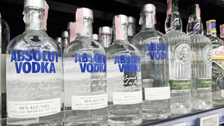 bsolut Vodka on shelf in Supermarket.