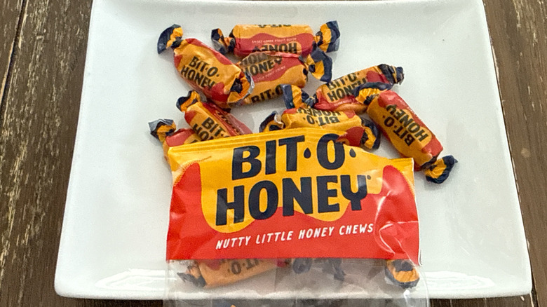 Bit-O-Honey on a white plate