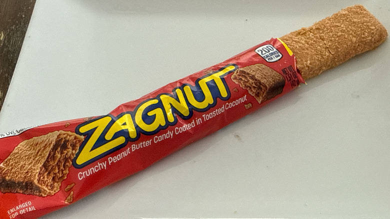 Zagnut candy bar on a white plate