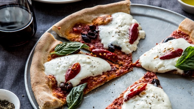 Pizza slices on a pan