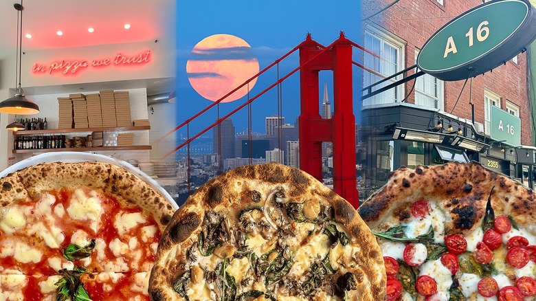 San Francisco city sights with pizzas