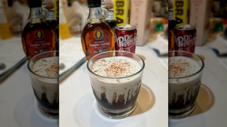 whipped Dr. Pepper with maple syrup