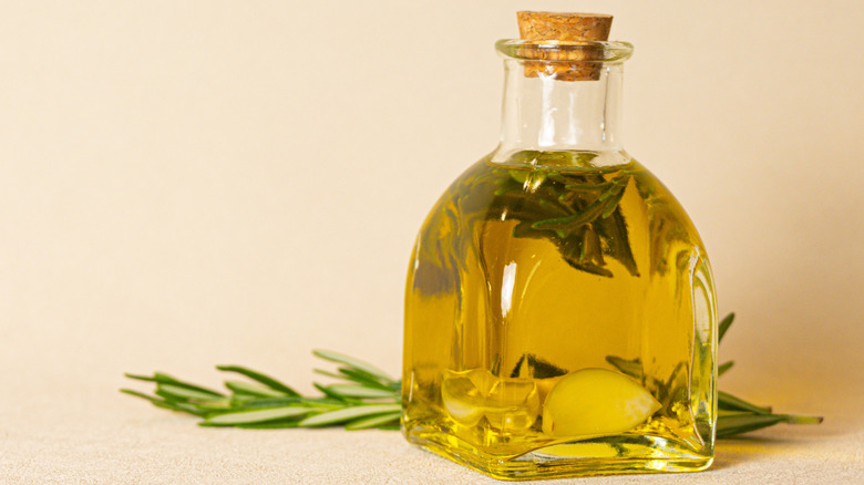 Bottle of infused olive oil
