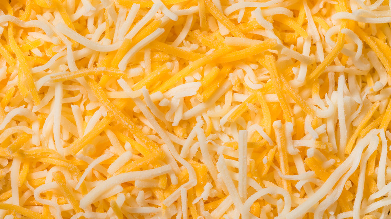 Shredded cheese blend closeup