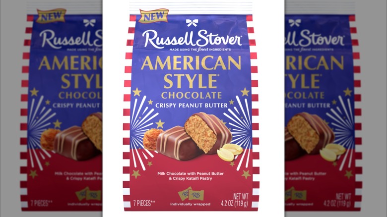 Bag of Russell Stover American-Style Chocolates on white background