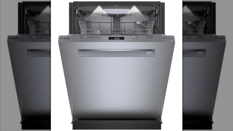 Bosch Dishwasher on a white background, mirrored