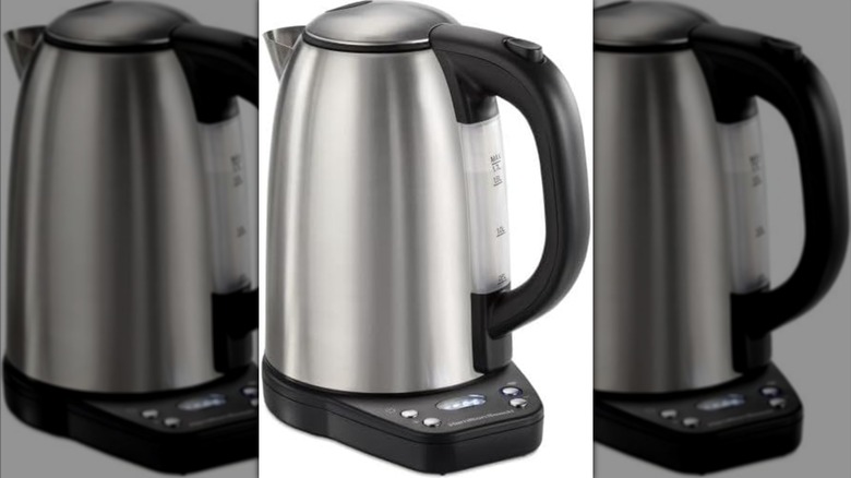 Hamilton Beach electric kettle on a white background, mirrored