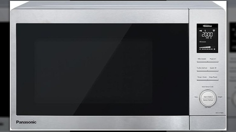 Panasonic Microwave on a white background, mirrored