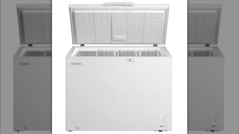 Vissani Chest Freezer on a white background, mirrored